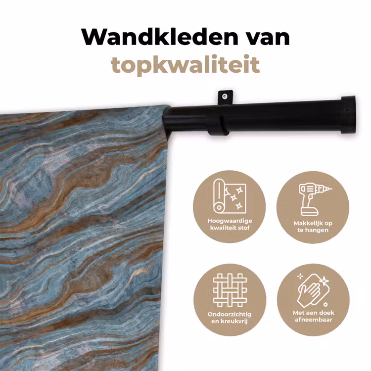 Patroon - Steen - Blauw Wandkleed katoen klein 269 -sfeer2
