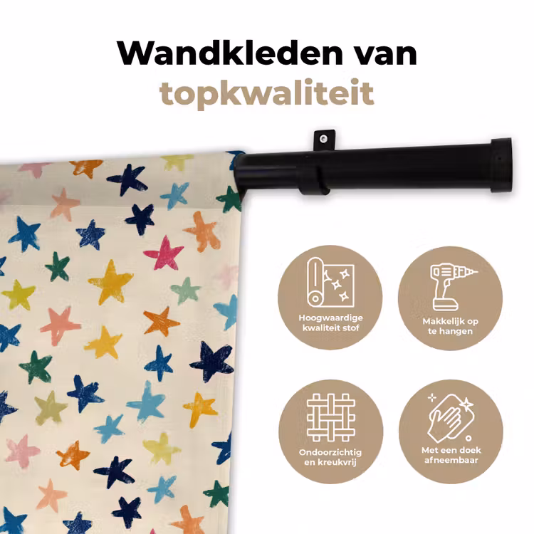 Patroon - Sterren - Kleurrijk Wandkleed katoen klein 269 -sfeer2