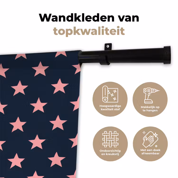 Patroon - Sterren - Roze Wandkleed katoen klein 269 -sfeer2