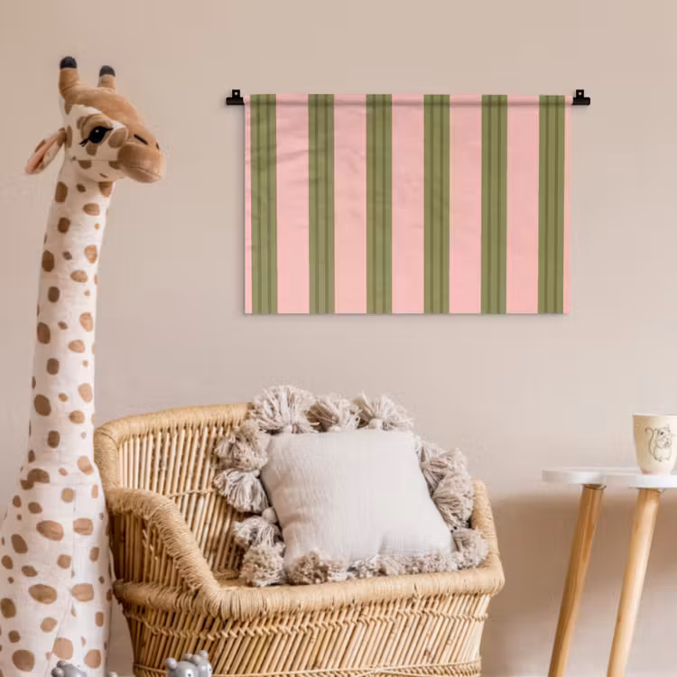 Patroon - Strepen - Abstract - Roze - Groen Wandkleed katoen klein -wsfeer5_kind