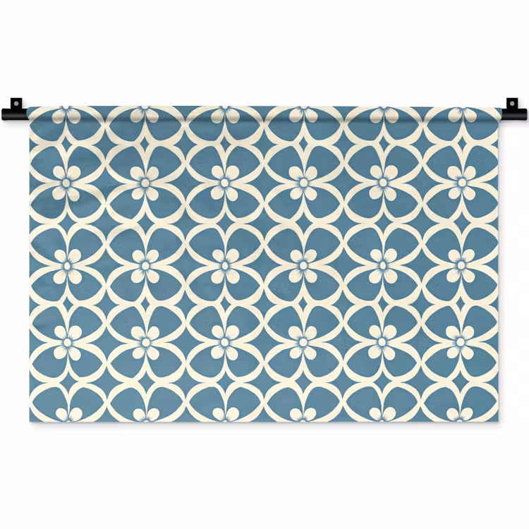 Patroon - Symmetrisch - Blauw Wandkleed katoen klein 269 -zz3d