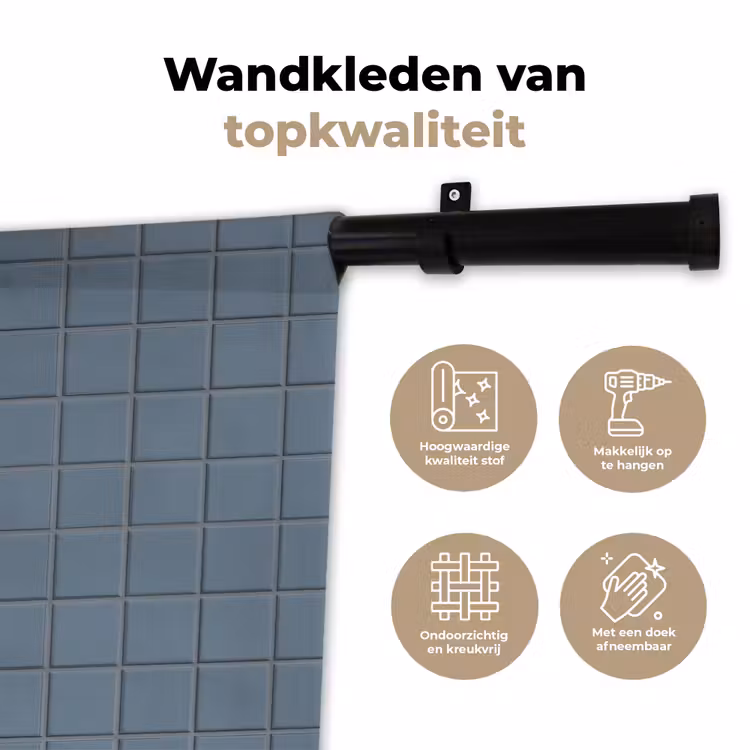 Patroon - Tegel - Blauwgrijs Wandkleed katoen klein 269 -sfeer2