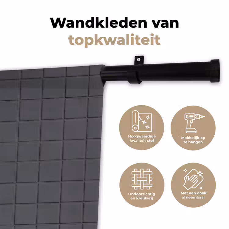 Patroon - Tegel - Grafiet - Grijs Wandkleed katoen klein 269 -sfeer2