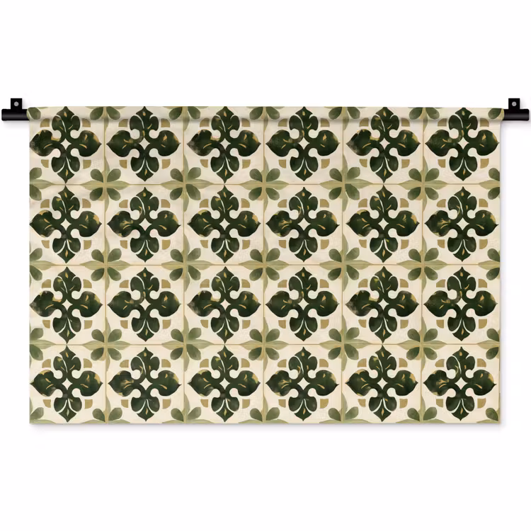 Patroon - Tegel - Groen Wandkleed katoen klein 269 -zz3d