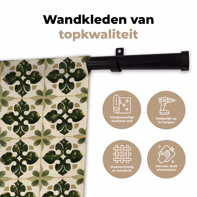Patroon - Tegel - Groen Wandkleed katoen klein 269 -sfeer2