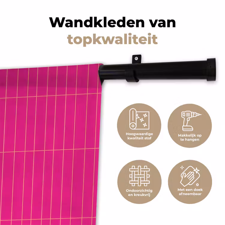 Patroon - Tegel - Magenta - Roze Wandkleed katoen klein 269 -sfeer2