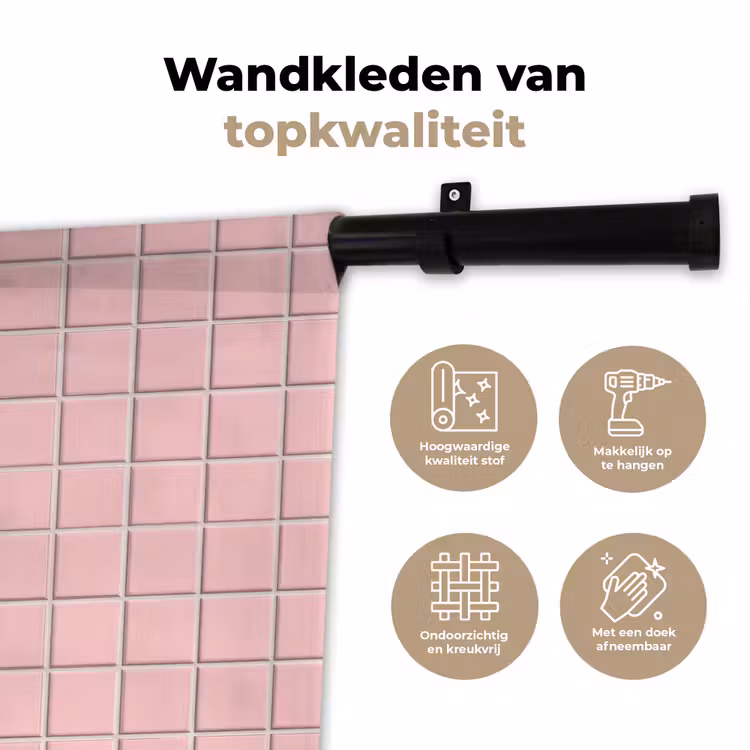 Patroon - Tegel - Pastelroze Wandkleed katoen klein 269 -sfeer2