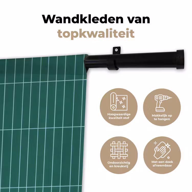 Patroon - Tegel - Saliegroen Wandkleed katoen klein 269 -sfeer2