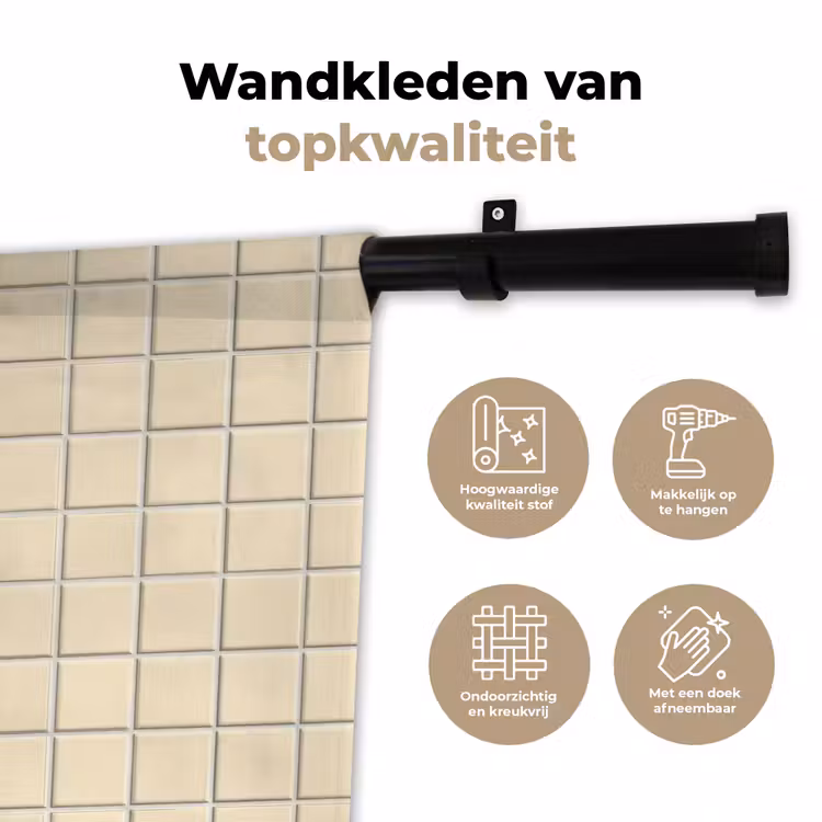 Patroon - Tegels - Gebroken - Wit Wandkleed katoen klein 269 -sfeer2