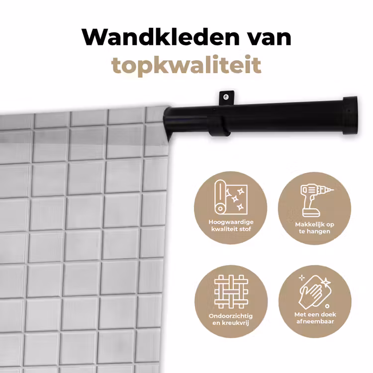 Patroon - Tegels - Grijs - Wit Wandkleed katoen klein 269 -sfeer2