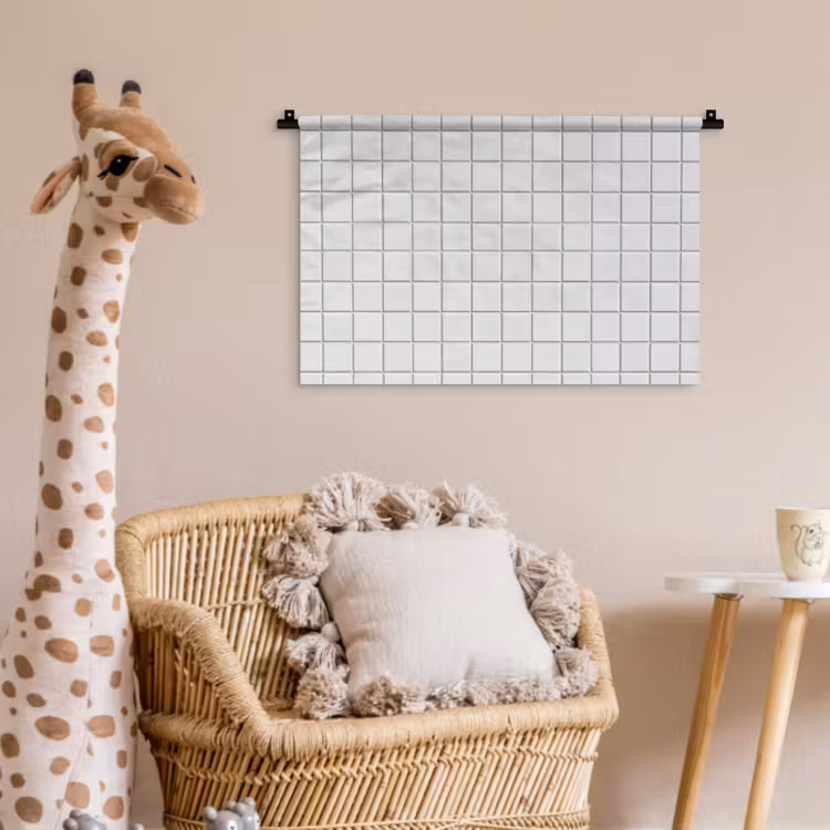 Patroon - Tegels - Grijs - Wit Wandkleed katoen klein 269 -wsfeer5_kind