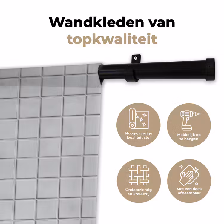 Patroon - Tegels - Licht - Grijs Wandkleed katoen klein 269 -sfeer2