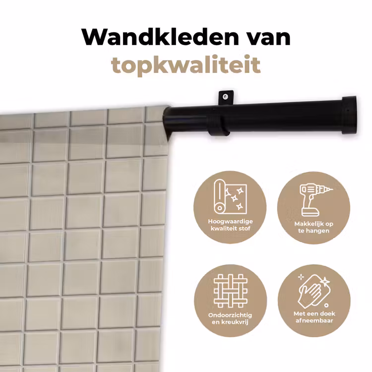 Patroon - Tegels - Taupe Wandkleed katoen klein 269 -sfeer2