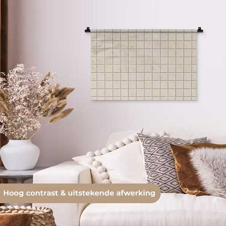 Patroon - Tegels - Taupe Wandkleed katoen klein 269 -sfeer1