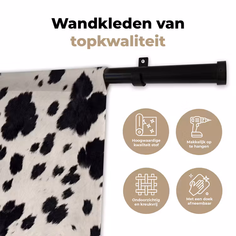 Patroon - Vacht - Zwart - Wit Wandkleed katoen klein -sfeer2