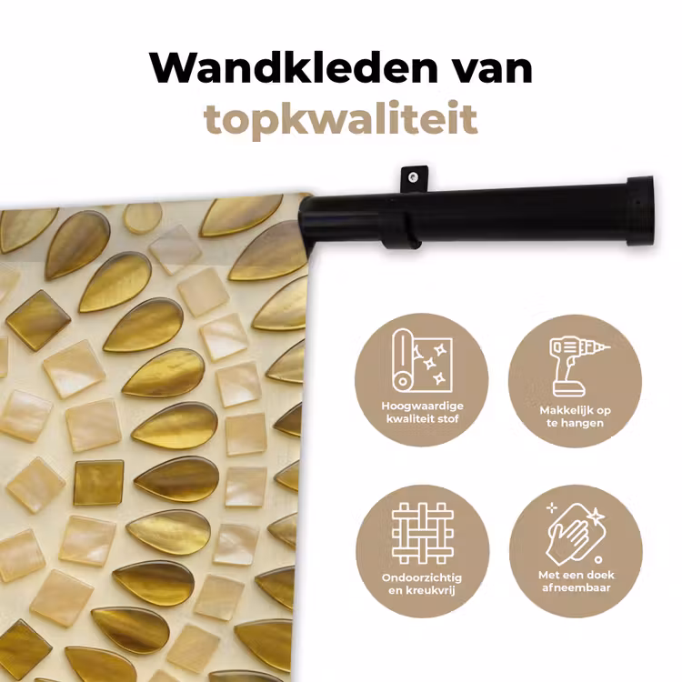 Patroon - Vormen - Mozaïek - Abstract - Goud Wandkleed katoen klein -sfeer2