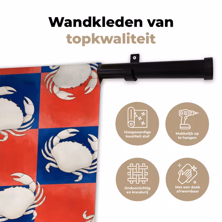 Patroon - Zeeleven - Rood - Blauw - Abstract Wandkleed katoen klein -sfeer2