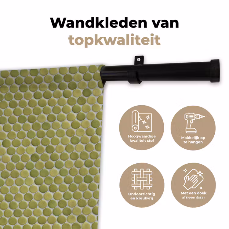 Penny - Mozaïek - Olijfgroen Wandkleed katoen klein 269 -sfeer2