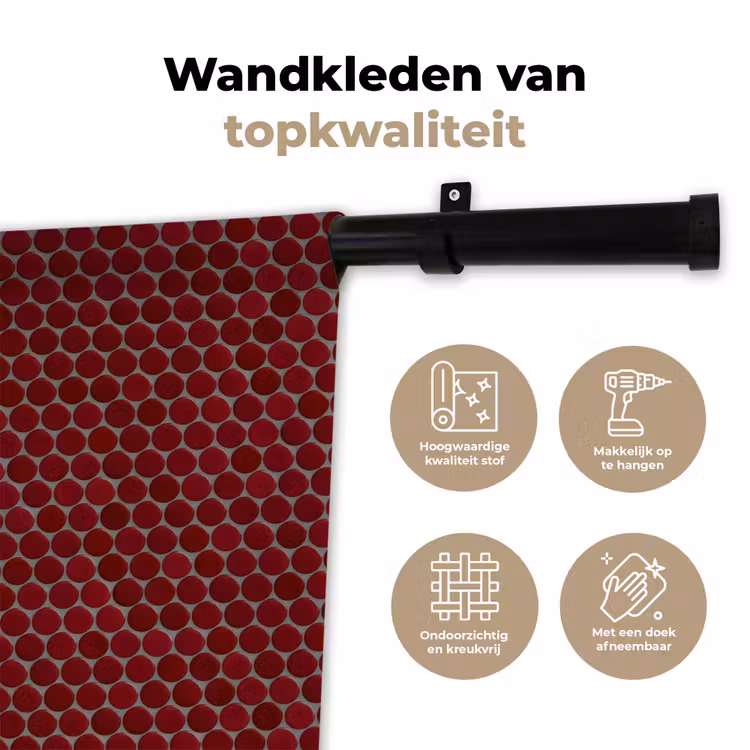 Penny - Mozaïek - Rond - Rood Wandkleed katoen klein 269 -sfeer2