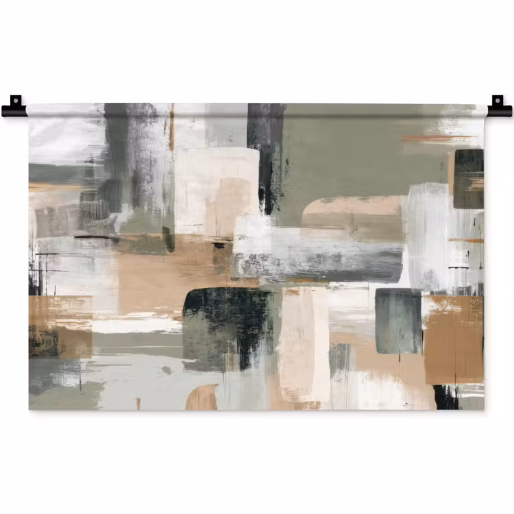 Penseelstreken - Abstract - Aardetinten Wandkleed katoen klein -zz3d