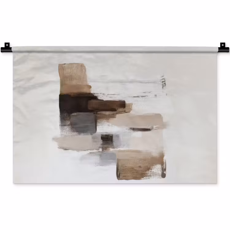 Penseelstreken - Balans - Beige - Bruin Wandkleed katoen klein -zz3d