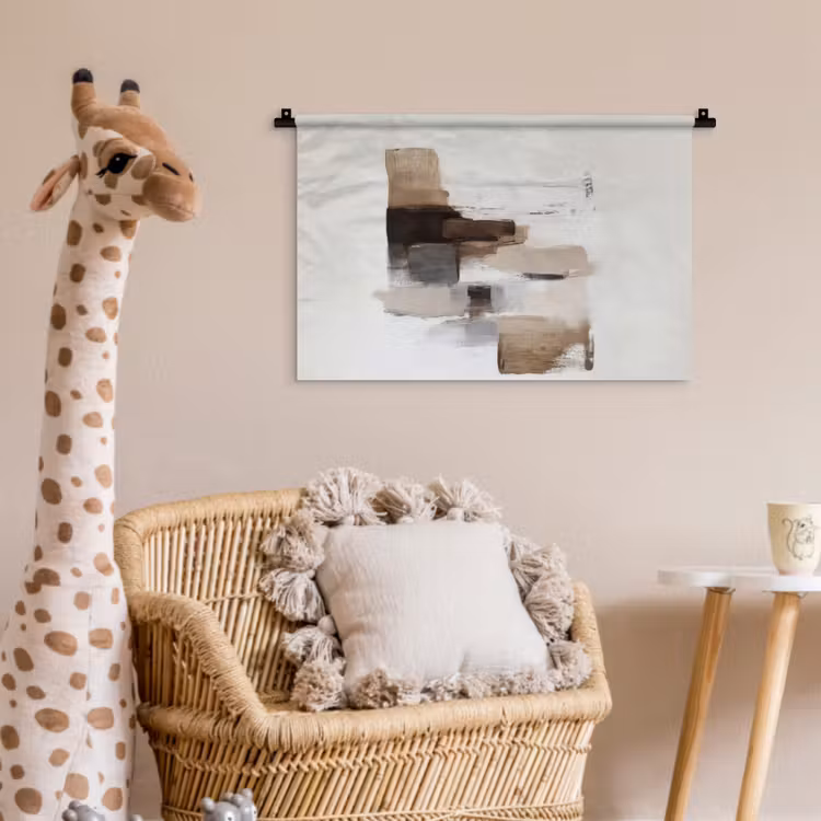 Penseelstreken - Balans - Beige - Bruin Wandkleed katoen klein -wsfeer5_kind