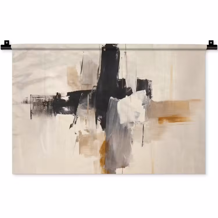 Penseelstreken - Ruw - Abstract - Beige Wandkleed katoen klein -zz3d