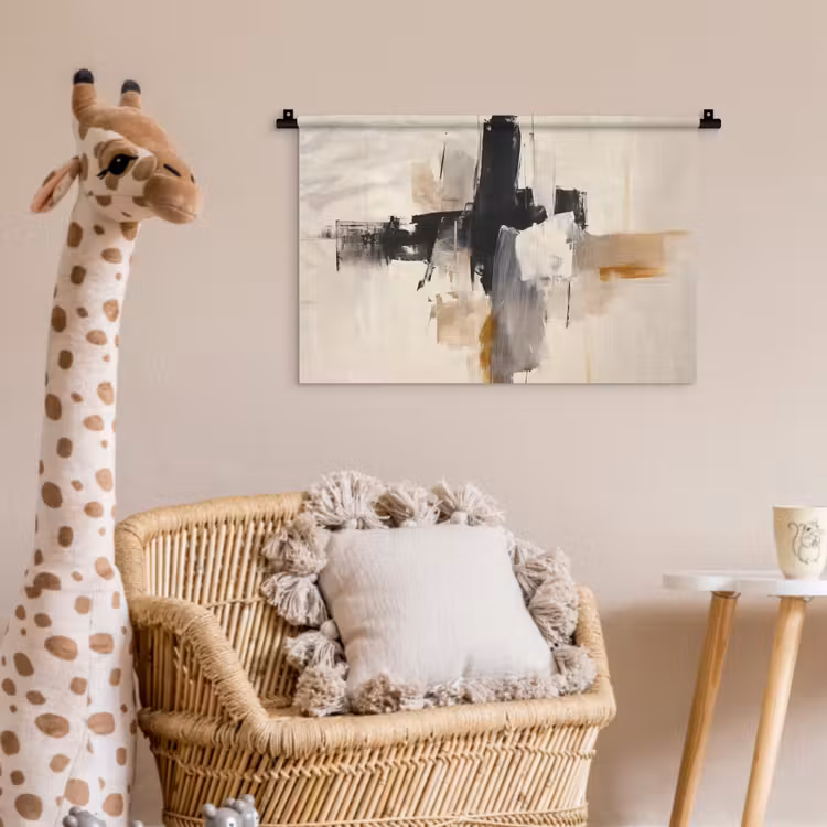 Penseelstreken - Ruw - Abstract - Beige Wandkleed katoen klein -wsfeer5_kind