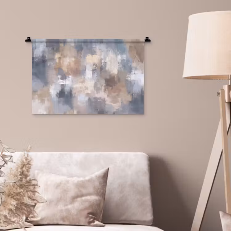 Penseelstreken - Schilderij - Beige Wandkleed katoen klein -sfeer4