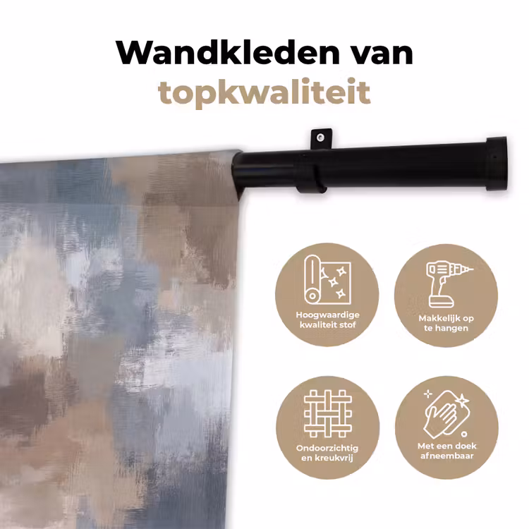 Penseelstreken - Schilderij - Beige Wandkleed katoen klein -sfeer2