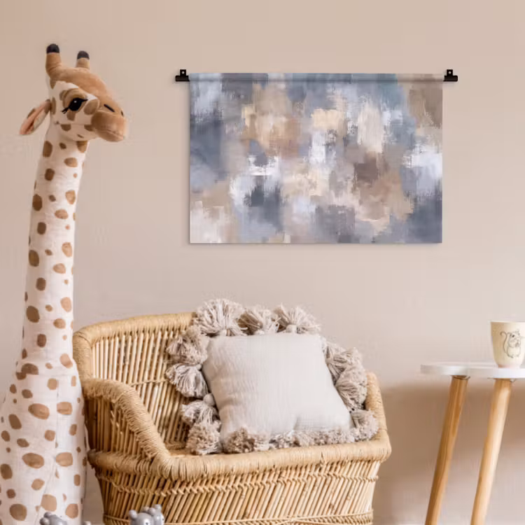 Penseelstreken - Schilderij - Beige Wandkleed katoen klein -wsfeer5_kind