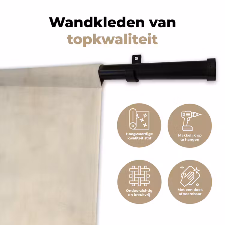Penseelstreken - Verticaal - Zwart Wandkleed katoen klein -sfeer2