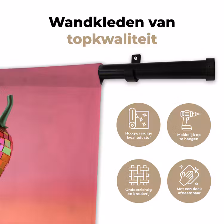 Peper - Disco - Rood - Glitter Wandkleed katoen klein -sfeer2