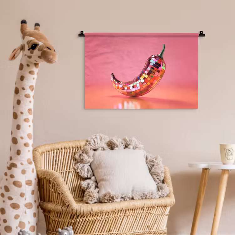 Peper - Disco - Rood - Glitter Wandkleed katoen klein -wsfeer5_kind