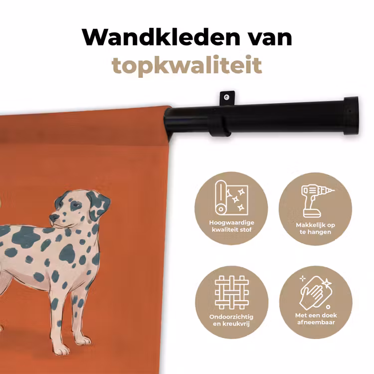 Persoon - Hond - Dieren - Illustratie - Modern Wandkleed katoen klein -sfeer2