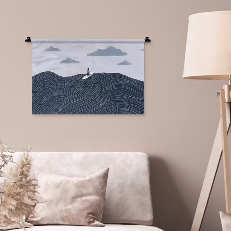 Persoon - Surfen - Oceaan - Natuur - Modern Wandkleed katoen klein -sfeer4