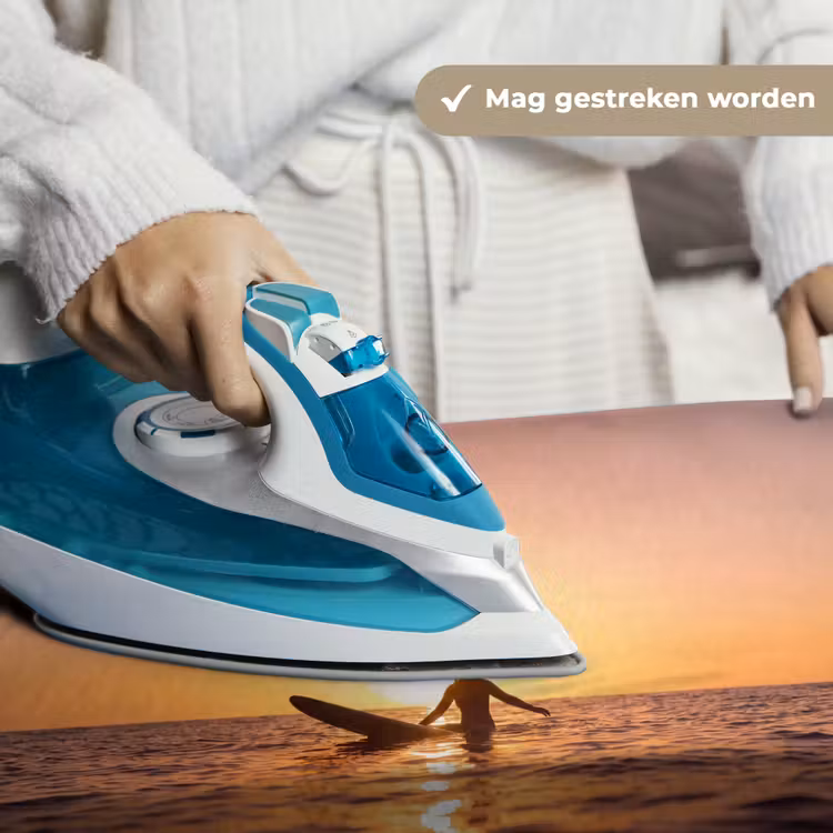 Persoon - Surfen - Zonsondergang - Zee - Oranje Wandkleed katoen klein -sfeer9