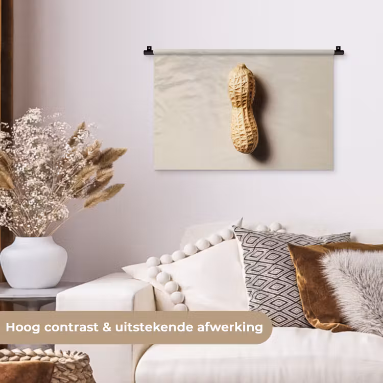 Pinda - Ruw - Beige Wandkleed katoen klein -sfeer1