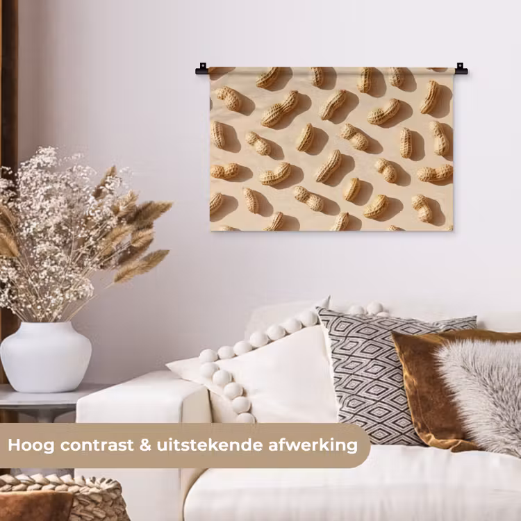 Pinda's - Patroon - Beige Wandkleed katoen klein -sfeer1