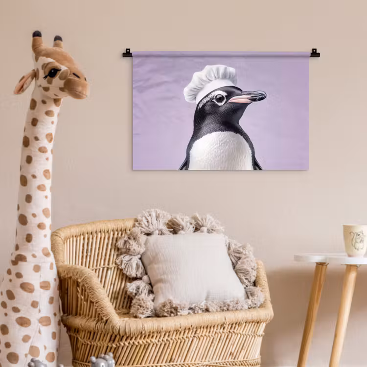 Pinguïn - Koksmuts - Lief - Paars Wandkleed katoen klein -wsfeer5_kind