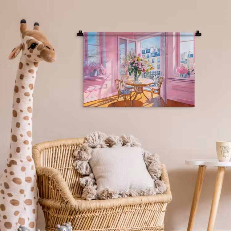 Pink - City - Bloemen Wandkleed katoen klein -wsfeer5_kind