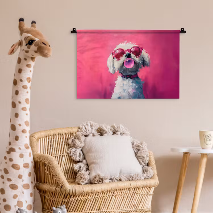 Pink - Hond - Bubbel Wandkleed katoen klein -wsfeer5_kind