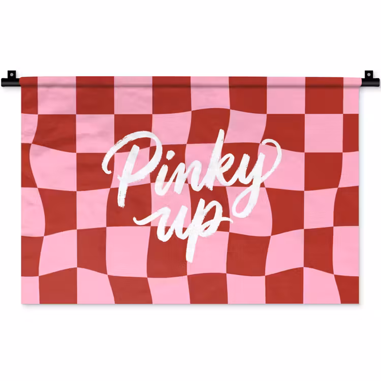 Pinky up - Geblokt - Bordeauxrood Wandkleed katoen klein -zz3d
