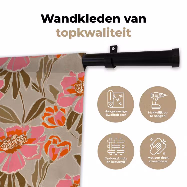Pioenrozen - Patroon - Roze Wandkleed katoen klein 269 -sfeer2