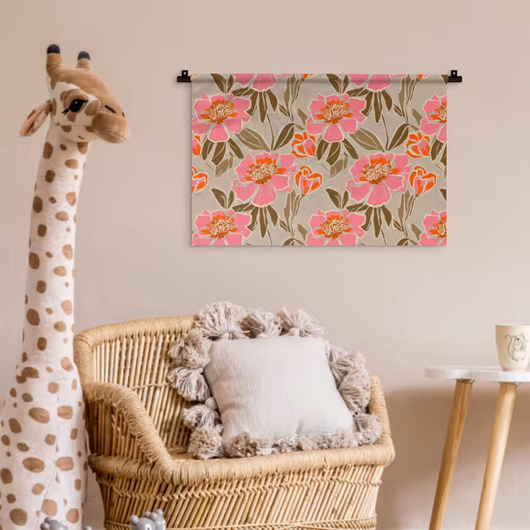 Pioenrozen - Patroon - Roze Wandkleed katoen klein 269 -wsfeer5_kind