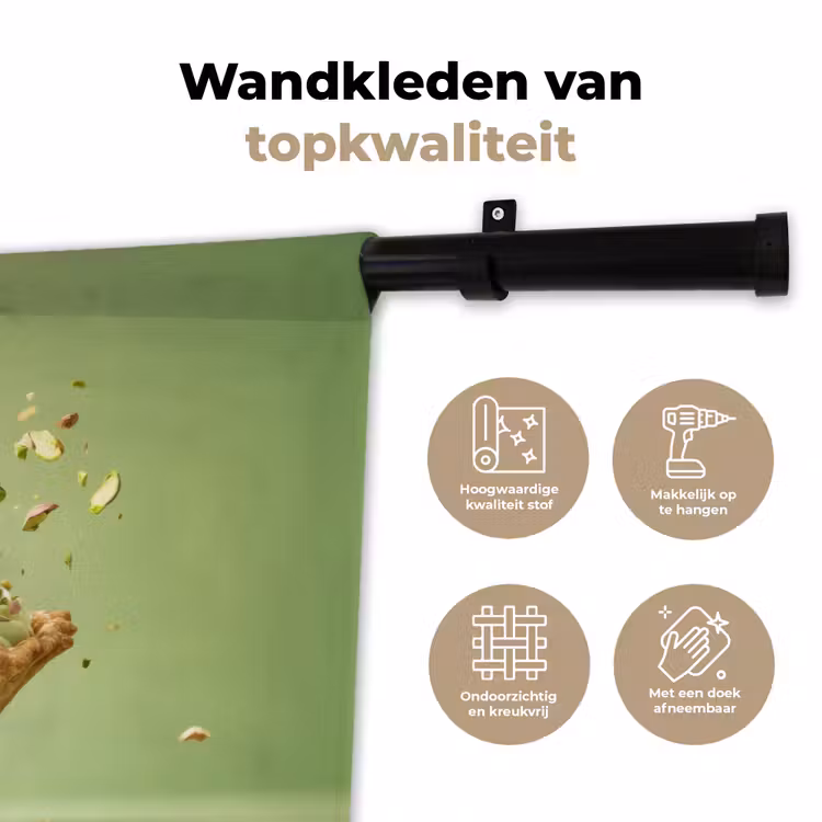 Pistache - Taart - Noten - Eten Wandkleed katoen klein -sfeer2