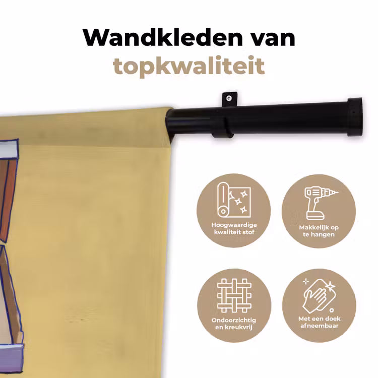 Pizza - Doos - Salami - Illustratie Wandkleed katoen klein -sfeer2