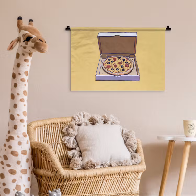 Pizza - Doos - Salami - Illustratie Wandkleed katoen klein -wsfeer5_kind