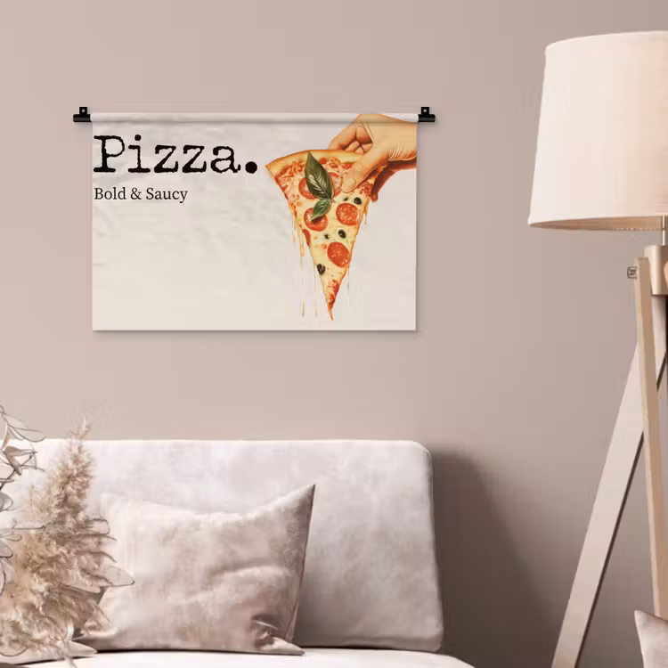 Pizza - Kaas - Pepperoni Wandkleed katoen klein -sfeer4