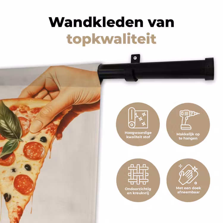 Pizza - Kaas - Pepperoni Wandkleed katoen klein -sfeer2